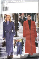 4666 BUTTERICK EZ 1-2 BREASTED  LINED LONG A-COAT, PANTS PATTERN 6-22 3 SIZES